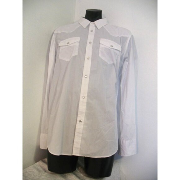 Gibson Trading Company Pearl Snap Button Front Shirt Men's M White Western - Picture 4 of 10